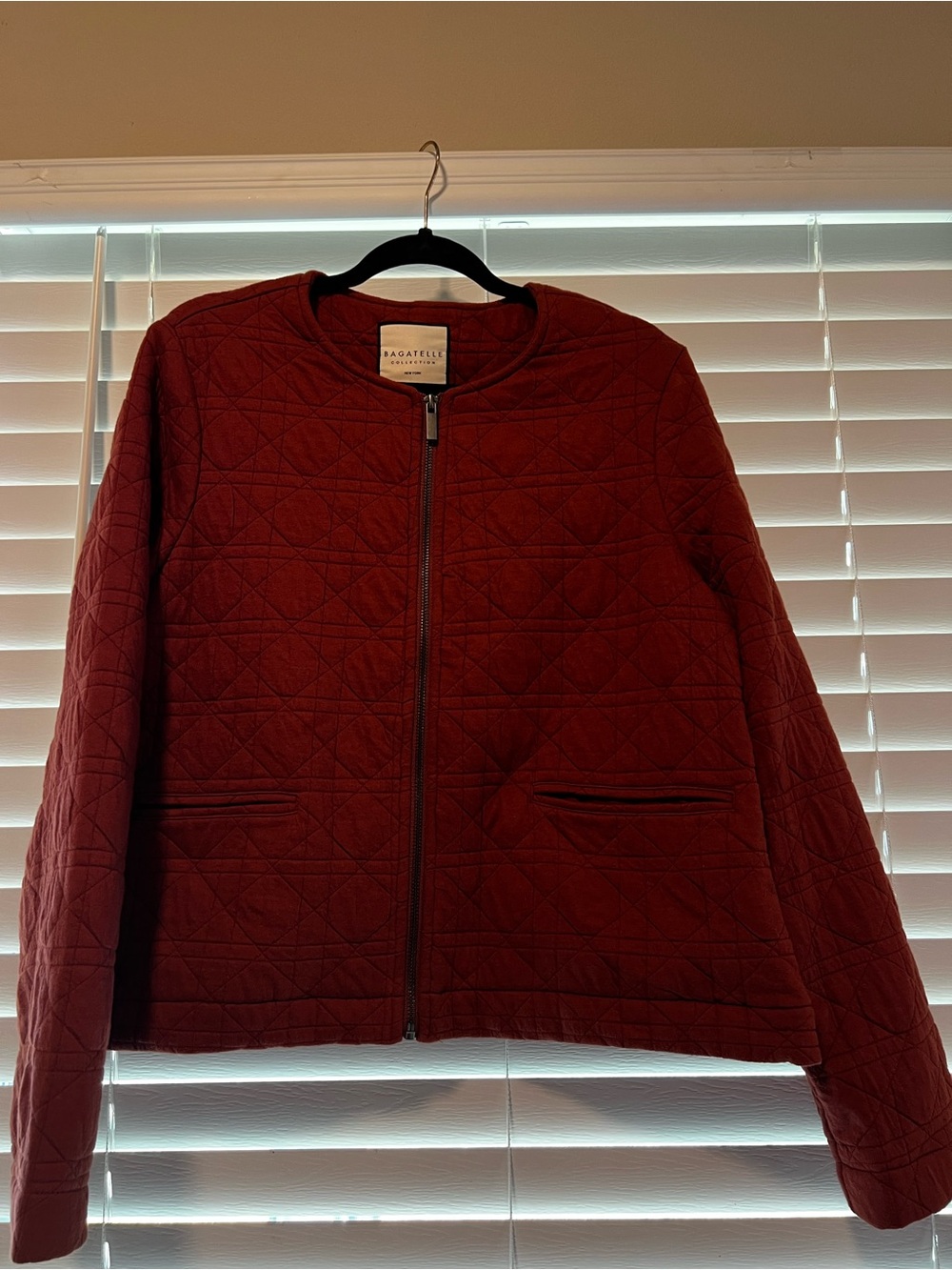 bagatelle Quilted Zip-Front Jacket in Deep Red